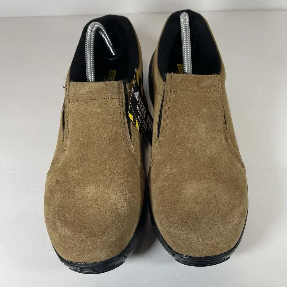 Brazos Work Force Men’s Steel Toe Slip On Work Shoes Suede Brown ASTM F2413-17